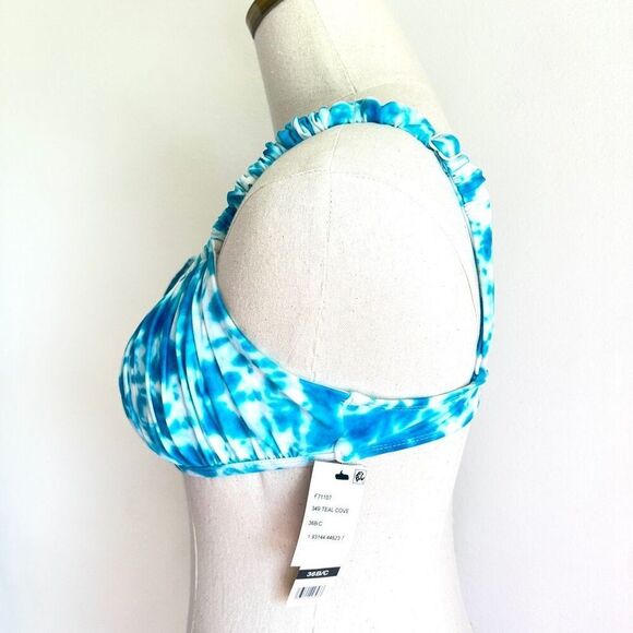 Sundazed Ledia Blue Tie-Dye Shirred Bikini Top Size 36 B/C - Picture 6 of 12